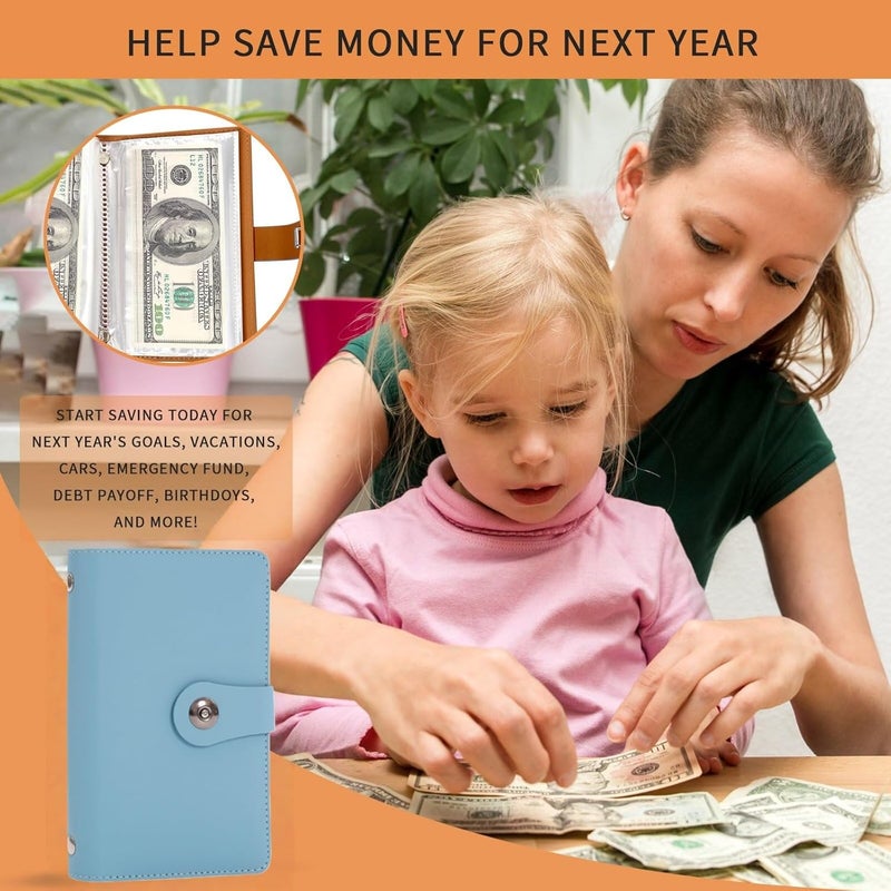 SUSOYAOCHEN 100 Envelope Challenge Binder, Savings Challenges Book with Envelopes, Envelopes Money Saving Challenge Savings Binder Successfully Reach Your Savings Goals (Blue A) - Image 5